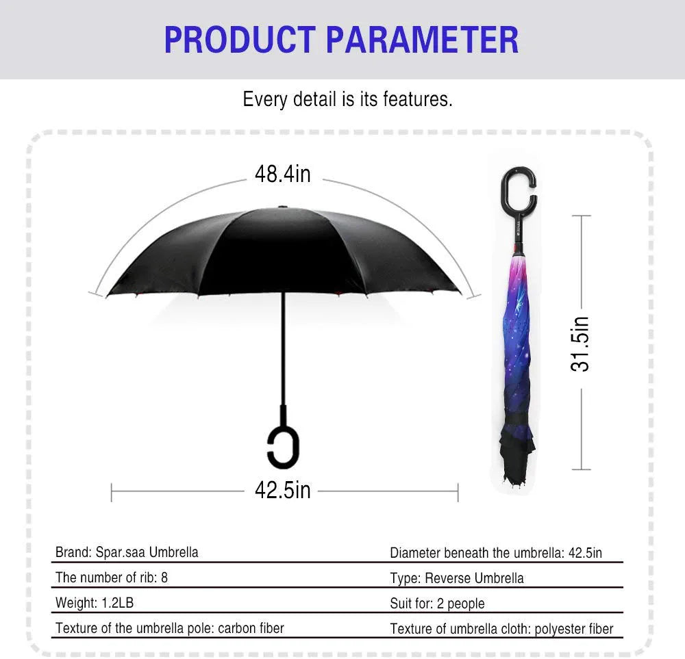 Double Layer Inverted Reversible Umbrella (Multicolor)