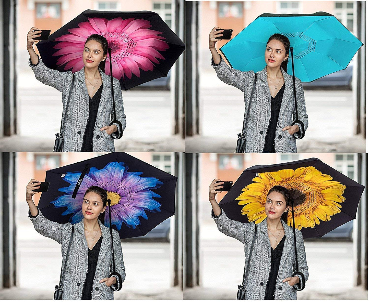 Double Layer Inverted Reversible Umbrella (Multicolor)