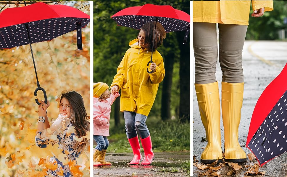 Double Layer Inverted Reversible Umbrella (Multicolor)
