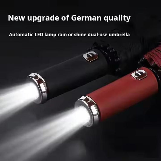 Automatic Umbrella with LED Light – Foldable 3-Fold Umbrella with UPF50+ UV Protection