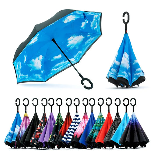 Double Layer Inverted Reversible Umbrella (Multicolor)